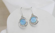 Load image into Gallery viewer, Sterling Silver Opalite &amp; Flower Drop Earrings
