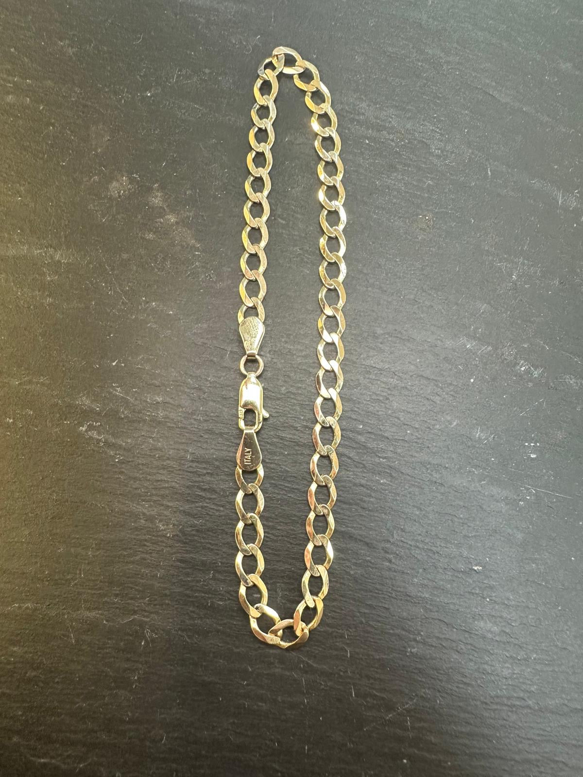 Preloved 9ct Yellow Gold Flat Curb Bracelet 8.5
