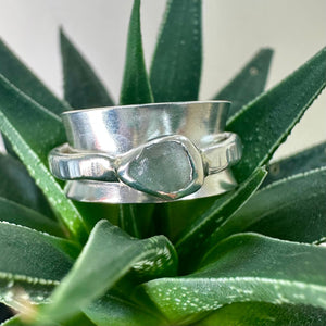 Sterling Silver 9mm Sea Glass Fidget Ring
