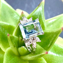 Load image into Gallery viewer, 9ct White Gold Aquamarine and Diamond Ring
