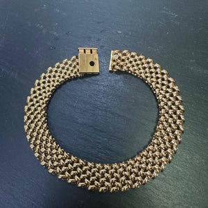 Preloved 9ct Yellow Wide Woven Look Bracelet