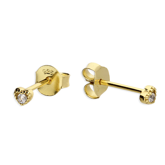 Gold Plated Cubic Zirconia Heart Studs