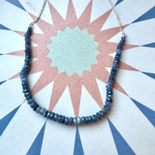 Load image into Gallery viewer, Sterling Silver Graduated Sapphire Rondell Necklace
