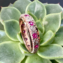 Load image into Gallery viewer, Preloved 9ct Yellow Gold Ruby &amp; Diamond Full Eternity Ring
