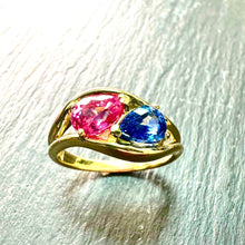 Load image into Gallery viewer, 18ct Yellow Gold 2 Stone Sapphire Dress Ring
