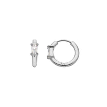 Load image into Gallery viewer, Ava &amp; Sky Stainless Steel Stone Set  Hoop Earrings
