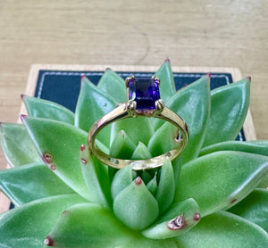 9ct Yellow Gold and Amethyst Ring