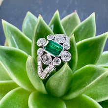 Load image into Gallery viewer, Preloved 18ct White Gold Emerald and Diamond Ring
