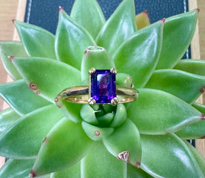 9ct Yellow Gold and Amethyst Ring