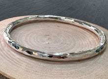 Load image into Gallery viewer, Handmade Sterling Silver Round Wire Hammered Bangle
