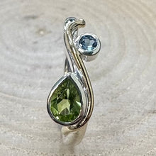 Load image into Gallery viewer, Handmade Sterling Silver Peridot and Aquamarine Ring
