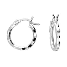 Load image into Gallery viewer, Sterling Silver 14mm Facetted Creole Hoop
