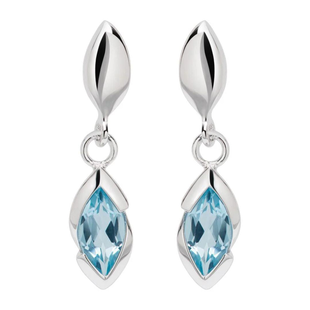 Sterling Silver Drop Earrings with Blue Topaz