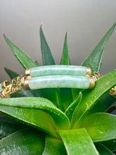 Load image into Gallery viewer, Preloved 9ct Yellow Gold Jade Bracelet
