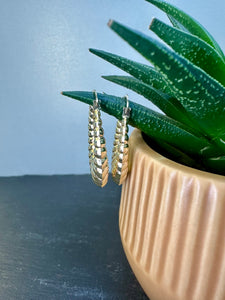 Preloved 9ct Yellow Gold Patterned Creole Hoop Earrings