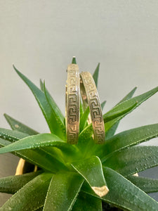 Preloved 9ct Yellow Gold Greek Key Hoop Earrings
