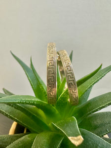 Preloved 9ct Yellow Gold Greek Key Hoop Earrings