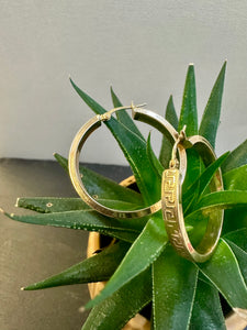 Preloved 9ct Yellow Gold Greek Key Hoop Earrings