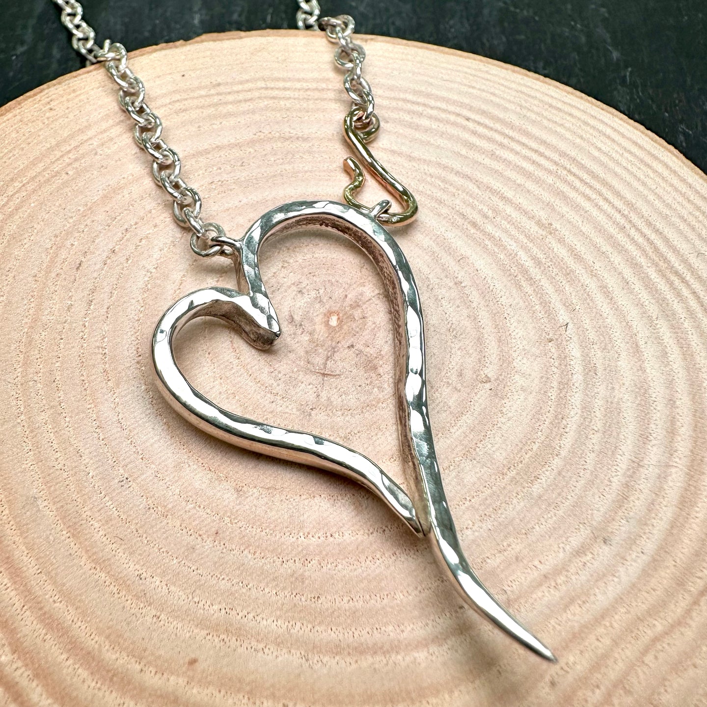 Silver & 9ct Gold Heart Necklace
