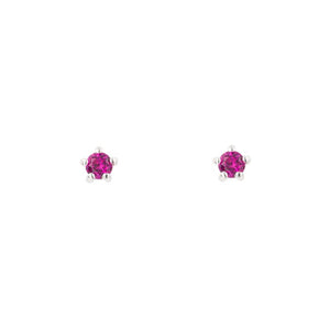 Sterling Silver Pink Crystal Stud Earrings