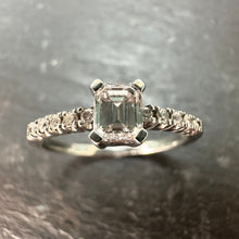 Load image into Gallery viewer, Preloved 18ct White Gold Emerald Cut Diamond Ring
