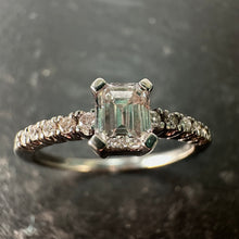 Load image into Gallery viewer, Preloved 18ct White Gold Emerald Cut Diamond Ring
