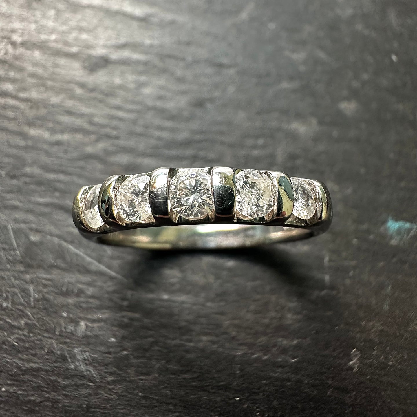 Preloved 9ct White Gold 5 Stone Diamond Eternity Ring