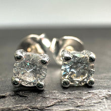 Load image into Gallery viewer, Preloved 18ct White Gold &amp; Diamond Round Stud Earrings
