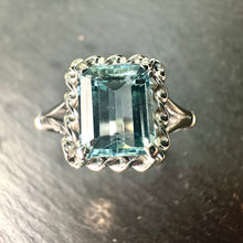 Load image into Gallery viewer, Preloved 18ct White Gold Aquamarine Dress Ring
