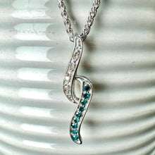 Load image into Gallery viewer, Preloved 9ct White Gold Blue &amp; White Diamond Pendant
