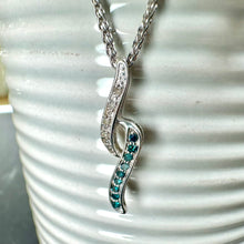 Load image into Gallery viewer, Preloved 9ct White Gold Blue &amp; White Diamond Pendant
