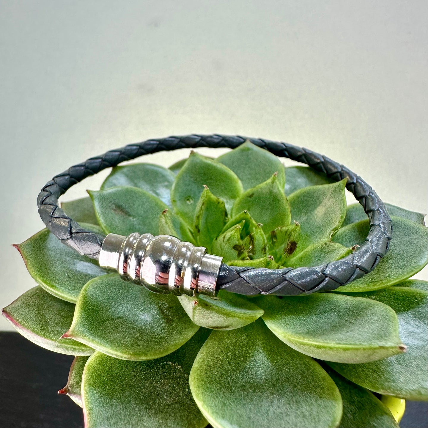 Grey Leather Bracelet