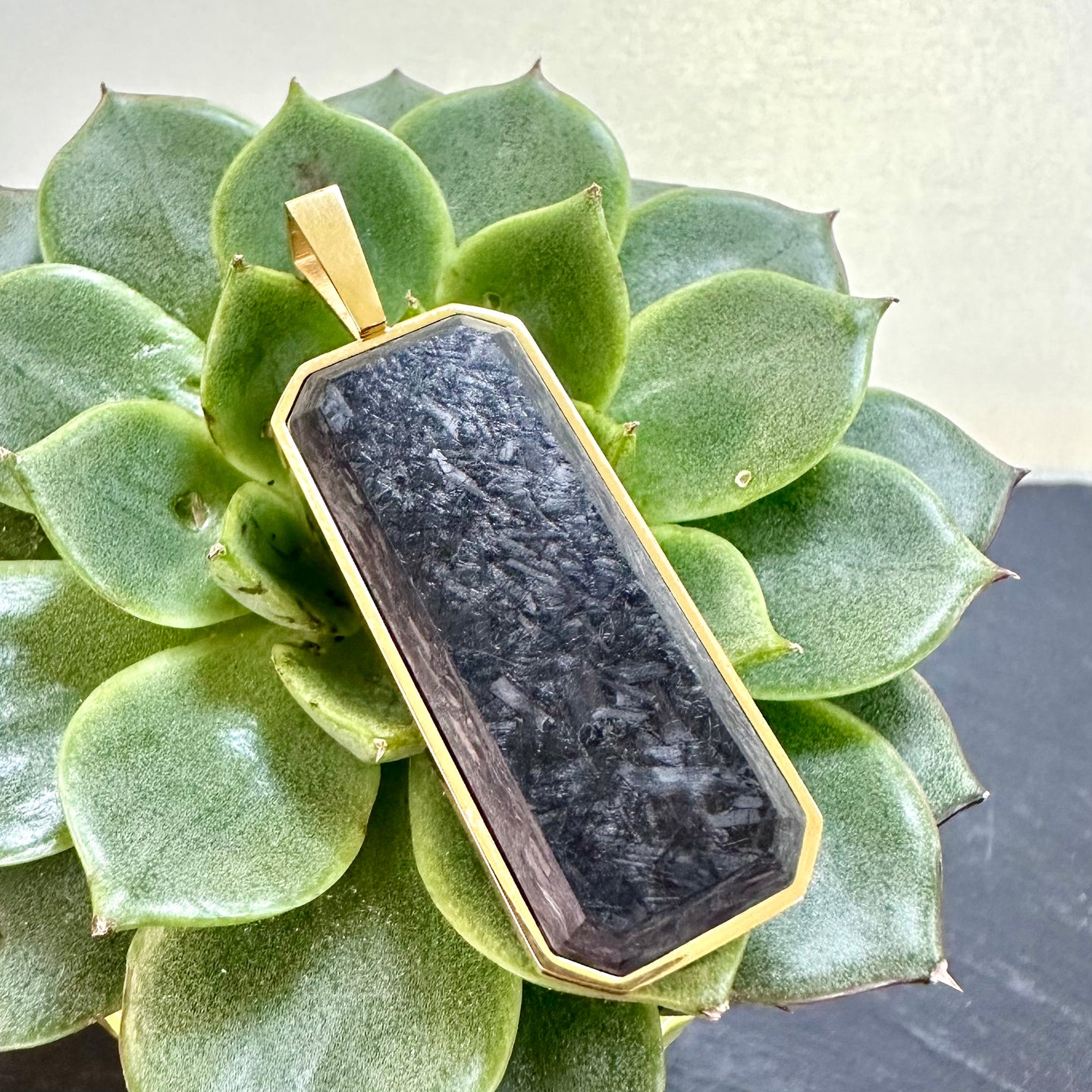 Gold Plated Steel Ingot Pendant With Black Insert