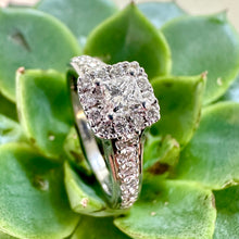 Load image into Gallery viewer, Preloved Vera Wang 18ct White Gold Princess Cut Halo Diamond Ring
