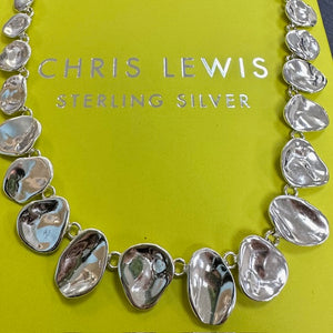 Sterling Silver Graduated Melted Stone Necklace Chris Lewis