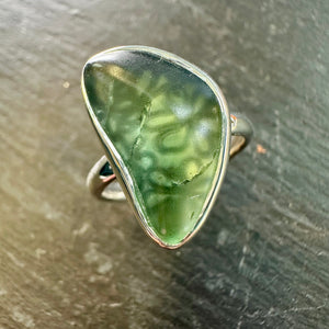 Sterling Silver Green Sea Glass Ring