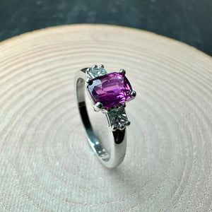 Hot Pink Sapphire & Diamond Ring