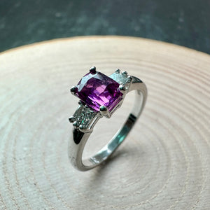 Hot Pink Sapphire & Diamond Ring