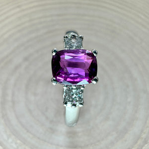 Hot Pink Sapphire & Diamond Ring