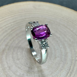 Hot Pink Sapphire & Diamond Ring