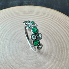 Load image into Gallery viewer, 9ct White Gold Emerald &amp; Diamond Ring
