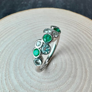 9ct White Gold Emerald & Diamond Ring