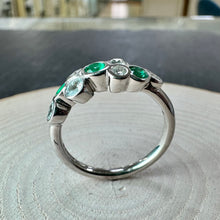 Load image into Gallery viewer, 9ct White Gold Emerald &amp; Diamond Ring
