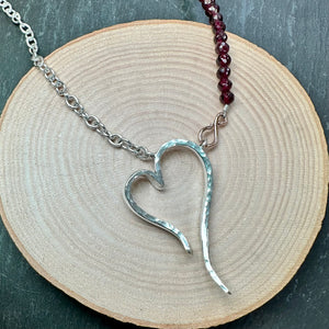 Sterling Silver Garnet Heart Necklace