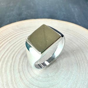 Sterling Silver & 9ct Gold Square Signet Ring