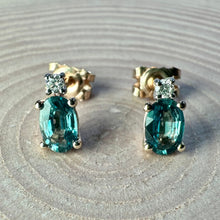 Load image into Gallery viewer, 9ct Sapphire &amp; Diamond Studs
