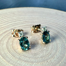 Load image into Gallery viewer, 9ct Sapphire &amp; Diamond Studs
