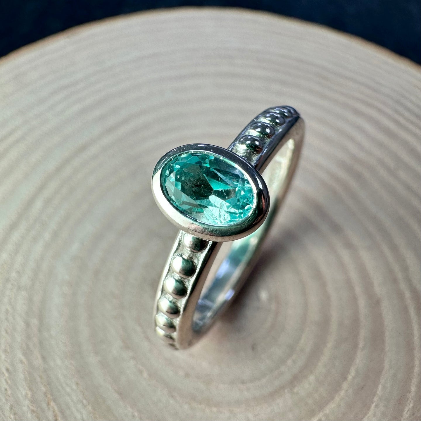 Sterling Silver Dotty Aquamarine Ring