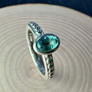 Sterling Silver Dotty Aquamarine Ring
