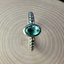 Load image into Gallery viewer, Sterling Silver Dotty Aquamarine Ring
